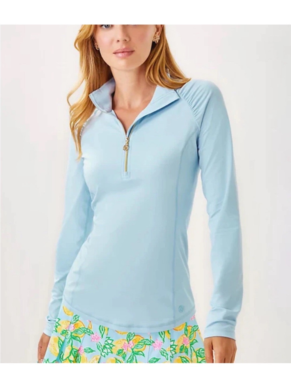 NWOT Lilly Pulitzer UPF 50+ Luxletic Justine Half Zip Pullover Fresh Water Blue